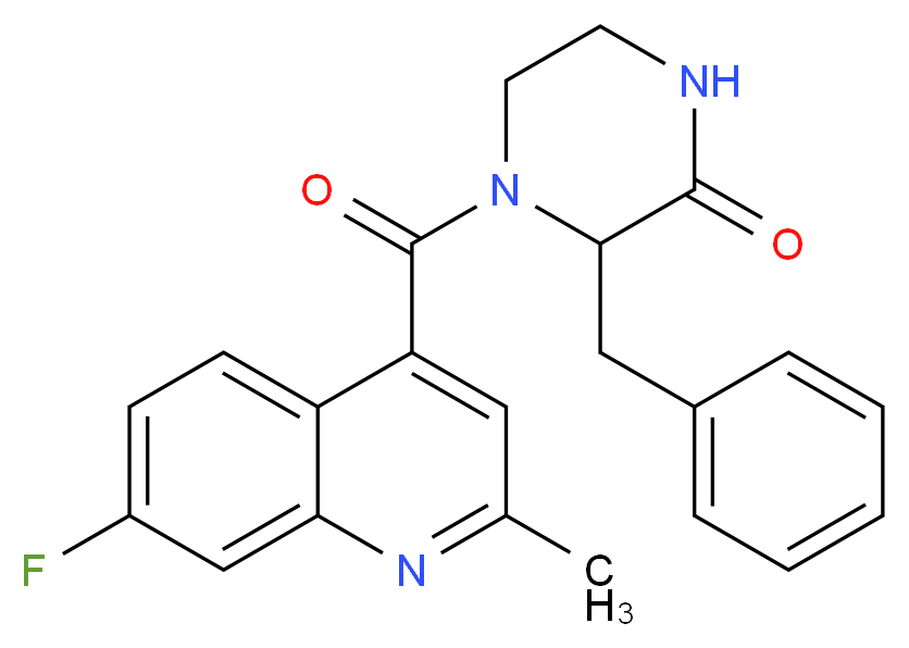 3-benzyl-4-[(7-fluoro-2-methylquinolin-4-yl)carbonyl]piperazin-2-one_分子结构_CAS_)