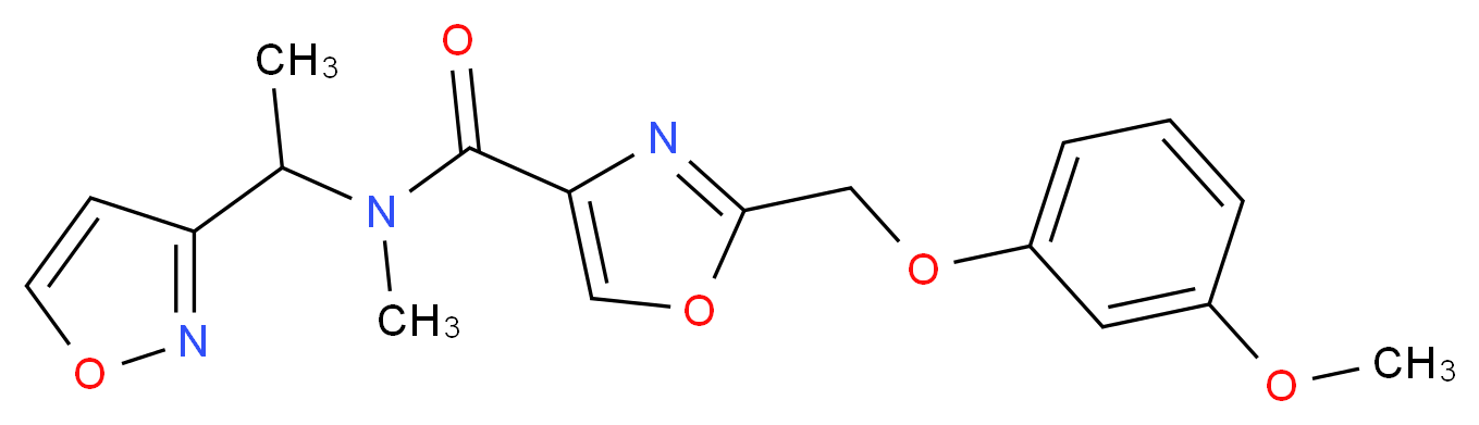 N-[1-(3-isoxazolyl)ethyl]-2-[(3-methoxyphenoxy)methyl]-N-methyl-1,3-oxazole-4-carboxamide_分子结构_CAS_)