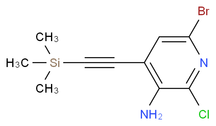 6-Bromo-2-chloro-4-((trimethylsilyl)ethynyl)pyridin-3-amine_分子结构_CAS_)