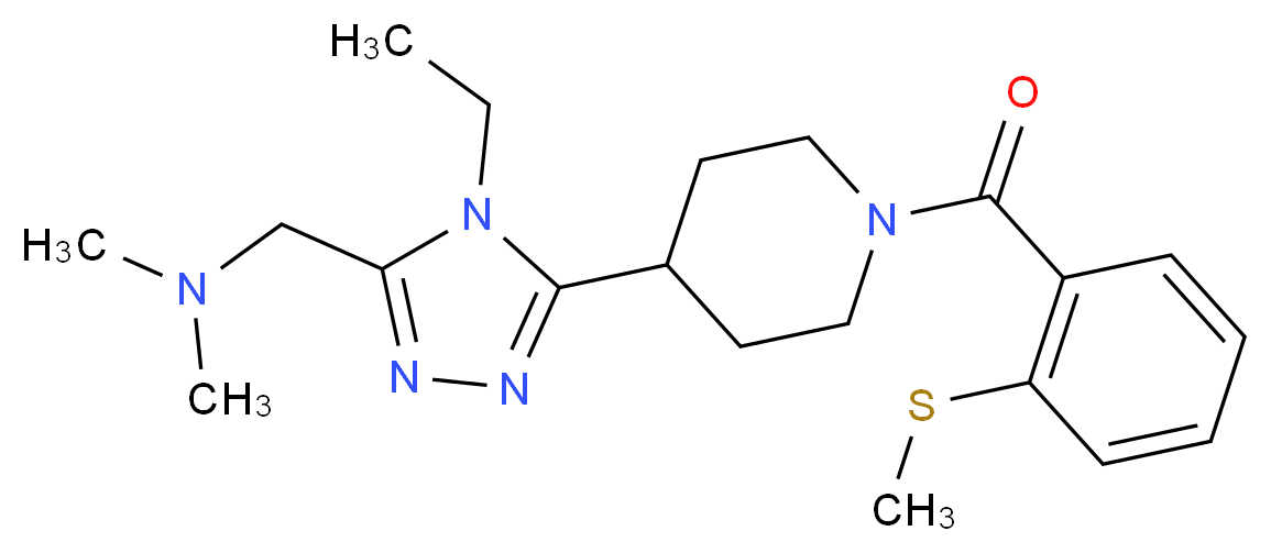 1-(4-ethyl-5-{1-[2-(methylthio)benzoyl]piperidin-4-yl}-4H-1,2,4-triazol-3-yl)-N,N-dimethylmethanamine_分子结构_CAS_)