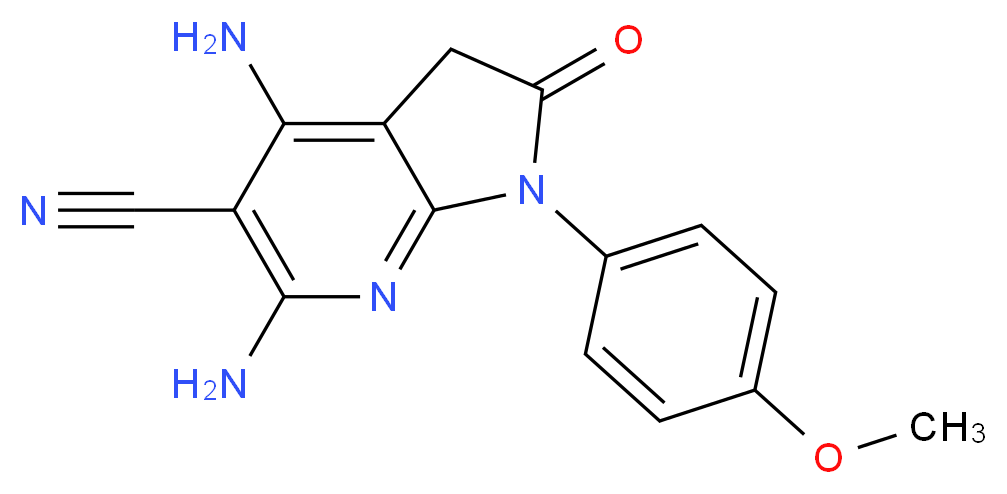 4,6-diamino-1-(4-methoxyphenyl)-2-oxo-1H,2H,3H-pyrrolo[2,3-b]pyridine-5-carbonitrile_分子结构_CAS_124476-83-1