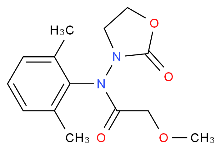 N-(2,6-dimethylphenyl)-2-methoxy-N-(2-oxo-1,3-oxazolidin-3-yl)acetamide_分子结构_CAS_77732-09-3