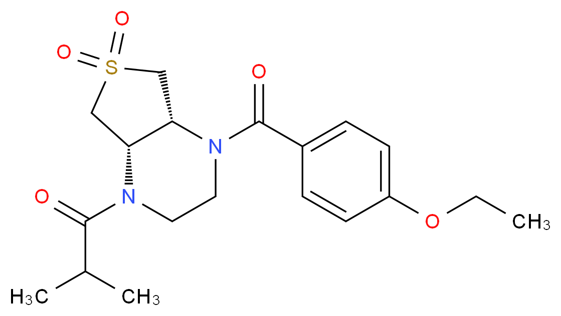 (4aS*,7aR*)-1-(4-ethoxybenzoyl)-4-isobutyryloctahydrothieno[3,4-b]pyrazine 6,6-dioxide_分子结构_CAS_)