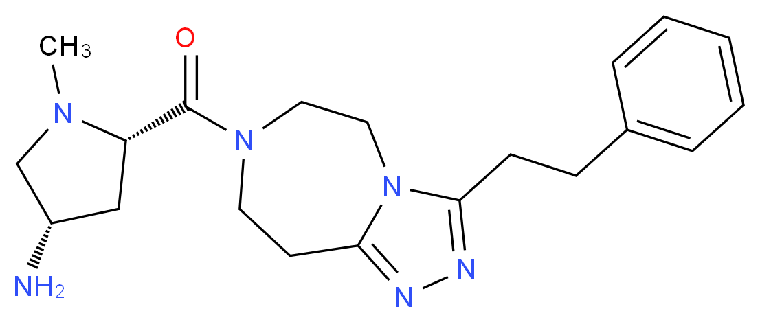 (3S,5S)-1-methyl-5-{[3-(2-phenylethyl)-5,6,8,9-tetrahydro-7H-[1,2,4]triazolo[4,3-d][1,4]diazepin-7-yl]carbonyl}pyrrolidin-3-amine_分子结构_CAS_)