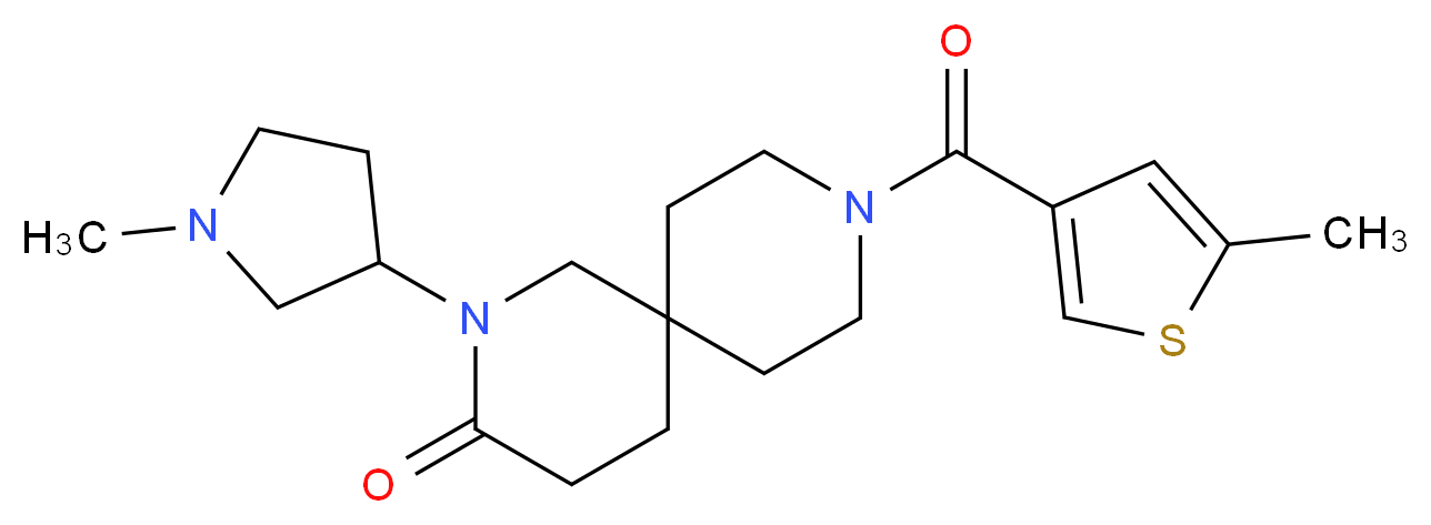 2-(1-methylpyrrolidin-3-yl)-9-[(5-methyl-3-thienyl)carbonyl]-2,9-diazaspiro[5.5]undecan-3-one_分子结构_CAS_)