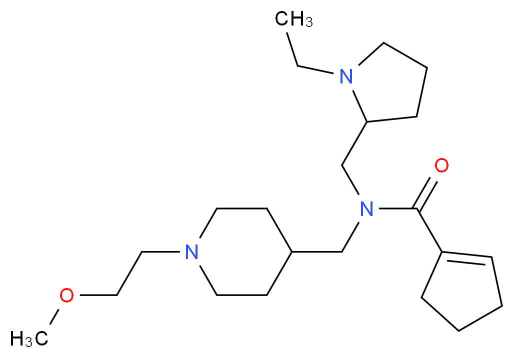 N-[(1-ethyl-2-pyrrolidinyl)methyl]-N-{[1-(2-methoxyethyl)-4-piperidinyl]methyl}-1-cyclopentene-1-carboxamide_分子结构_CAS_)