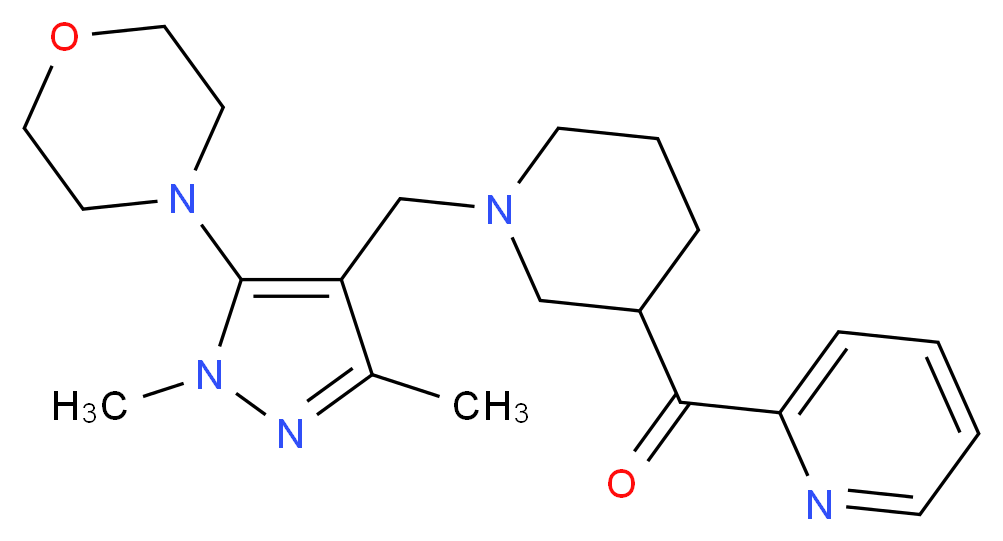 {1-[(1,3-dimethyl-5-morpholin-4-yl-1H-pyrazol-4-yl)methyl]piperidin-3-yl}(pyridin-2-yl)methanone_分子结构_CAS_)