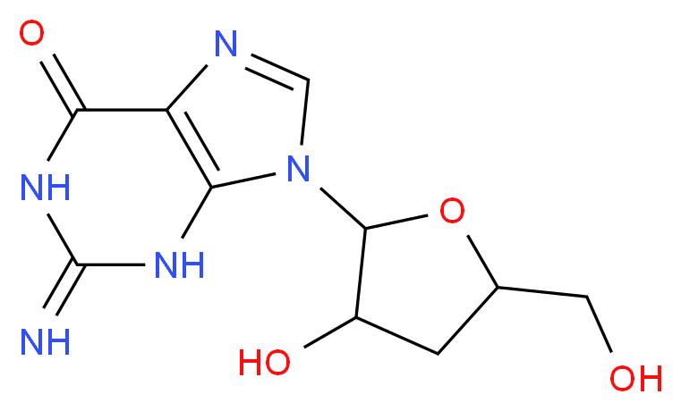 9-[3-hydroxy-5-(hydroxymethyl)oxolan-2-yl]-2-imino-2,3,6,9-tetrahydro-1H-purin-6-one_分子结构_CAS_3608-58-0