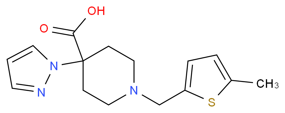 1-[(5-methyl-2-thienyl)methyl]-4-(1H-pyrazol-1-yl)piperidine-4-carboxylic acid_分子结构_CAS_)