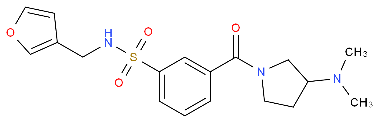 3-{[3-(dimethylamino)pyrrolidin-1-yl]carbonyl}-N-(3-furylmethyl)benzenesulfonamide_分子结构_CAS_)