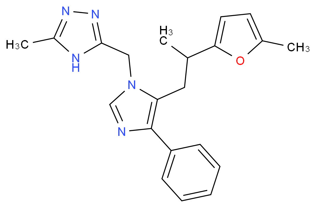 3-methyl-5-({5-[2-(5-methyl-2-furyl)propyl]-4-phenyl-1H-imidazol-1-yl}methyl)-4H-1,2,4-triazole_分子结构_CAS_)