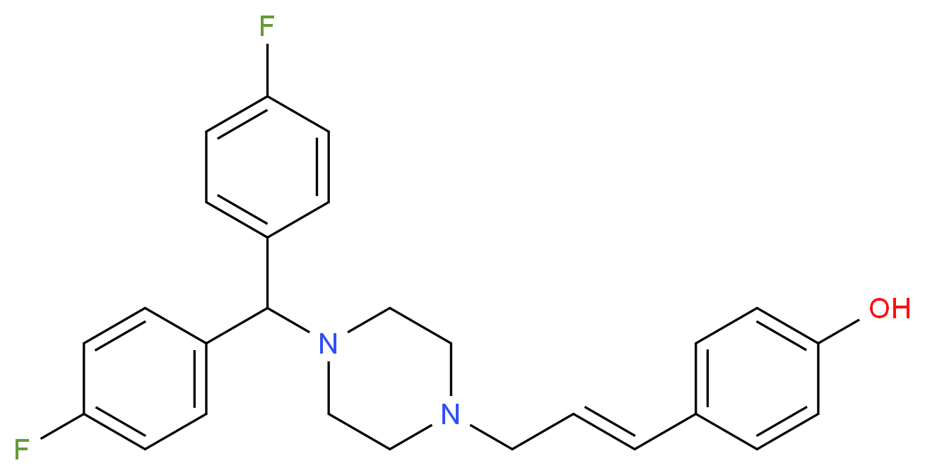 4-[(1E)-3-{4-[bis(4-fluorophenyl)methyl]piperazin-1-yl}prop-1-en-1-yl]phenol_分子结构_CAS_87166-81-2