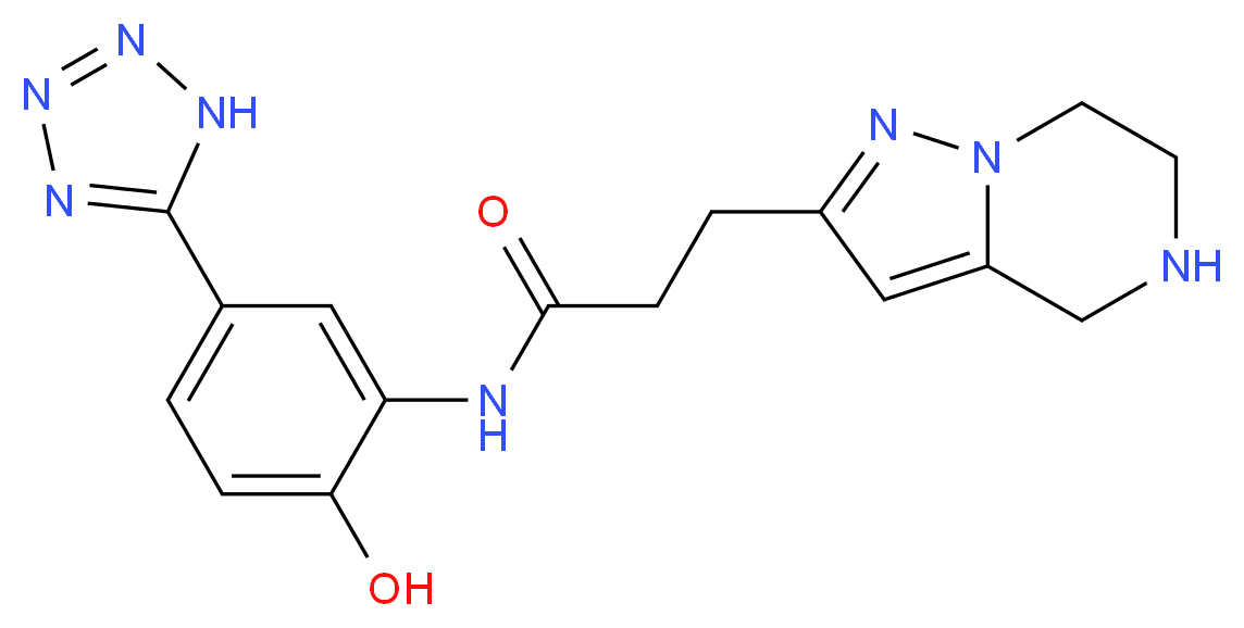 N-[2-hydroxy-5-(1H-tetrazol-5-yl)phenyl]-3-(4,5,6,7-tetrahydropyrazolo[1,5-a]pyrazin-2-yl)propanamide_分子结构_CAS_)