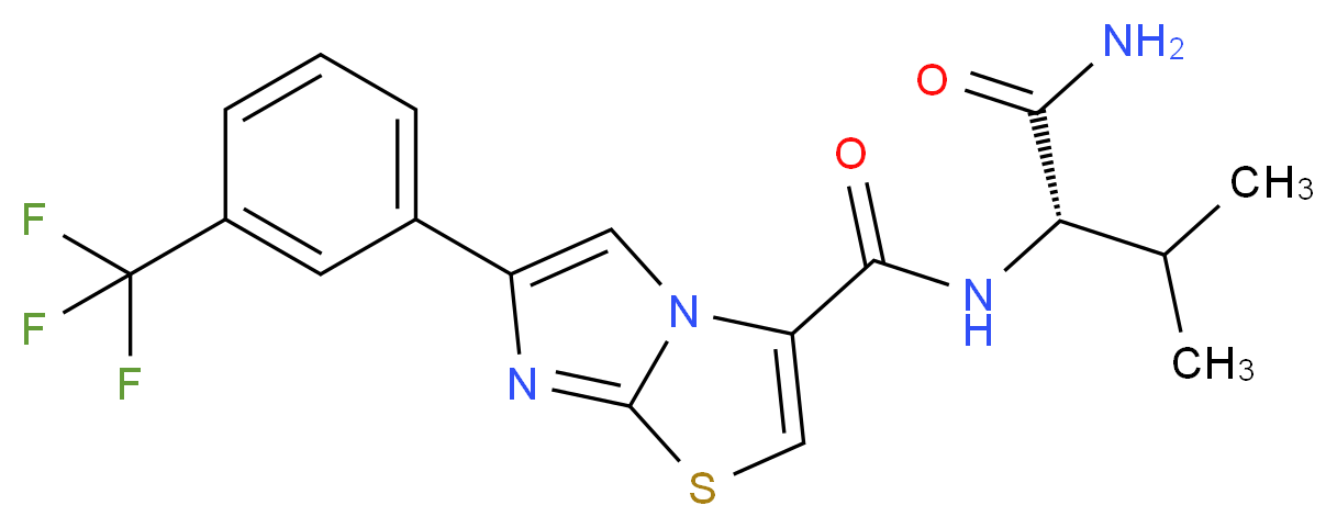 N-[(1S)-1-(aminocarbonyl)-2-methylpropyl]-6-[3-(trifluoromethyl)phenyl]imidazo[2,1-b][1,3]thiazole-3-carboxamide_分子结构_CAS_)