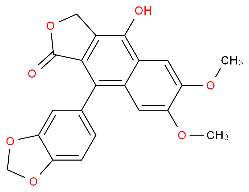 9-(2H-1,3-benzodioxol-5-yl)-4-hydroxy-6,7-dimethoxy-1H,3H-naphtho[2,3-c]furan-1-one_分子结构_CAS_22055-22-7