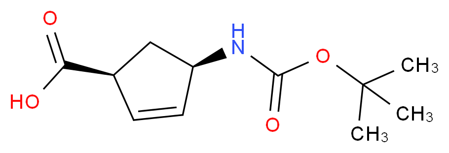 (1S,4R)-4-{[(tert-butoxy)carbonyl]amino}cyclopent-2-ene-1-carboxylic acid_分子结构_CAS_151907-79-8