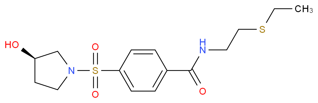 N-[2-(ethylthio)ethyl]-4-{[(3R)-3-hydroxy-1-pyrrolidinyl]sulfonyl}benzamide_分子结构_CAS_)