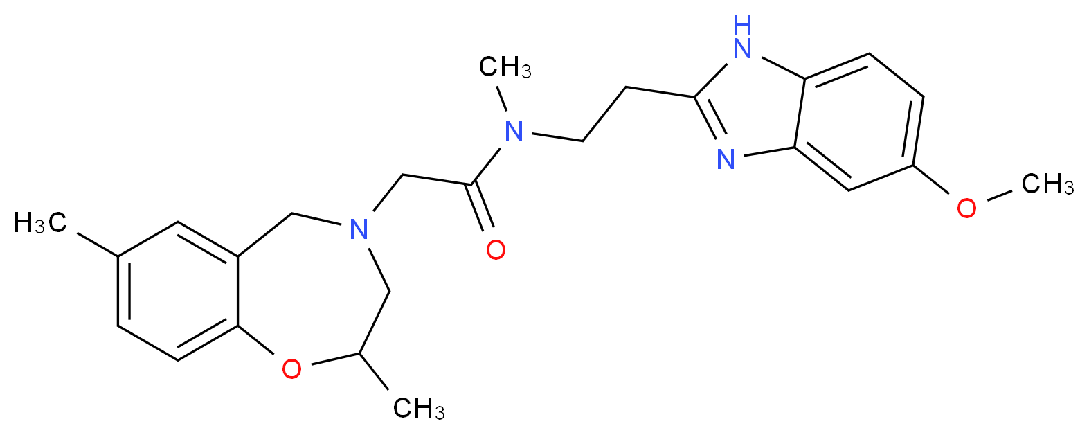 2-(2,7-dimethyl-2,3-dihydro-1,4-benzoxazepin-4(5H)-yl)-N-[2-(5-methoxy-1H-benzimidazol-2-yl)ethyl]-N-methylacetamide_分子结构_CAS_)