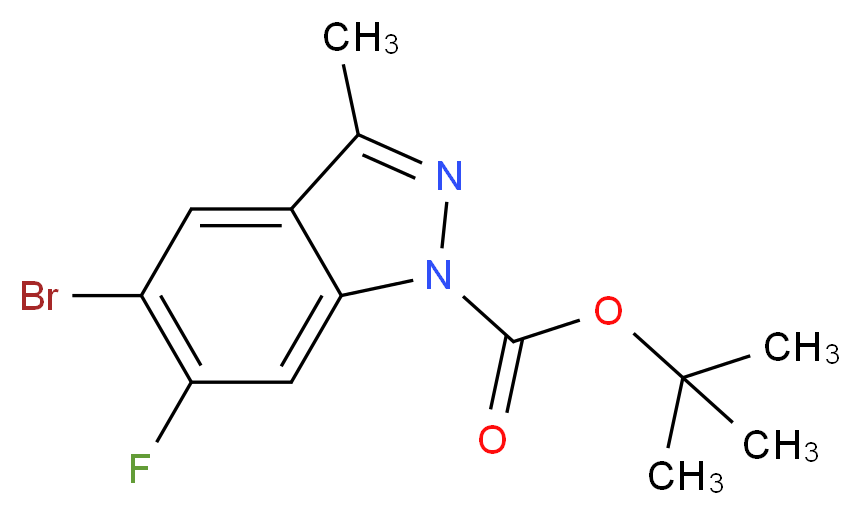 5-Bromo-6-fluoro-3-methyl-indazole-1-carboxylic acid tert-butyl ester_分子结构_CAS_1187927-88-3)