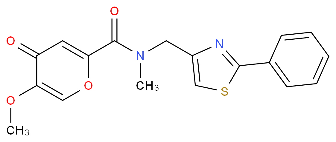 5-methoxy-N-methyl-4-oxo-N-[(2-phenyl-1,3-thiazol-4-yl)methyl]-4H-pyran-2-carboxamide_分子结构_CAS_)