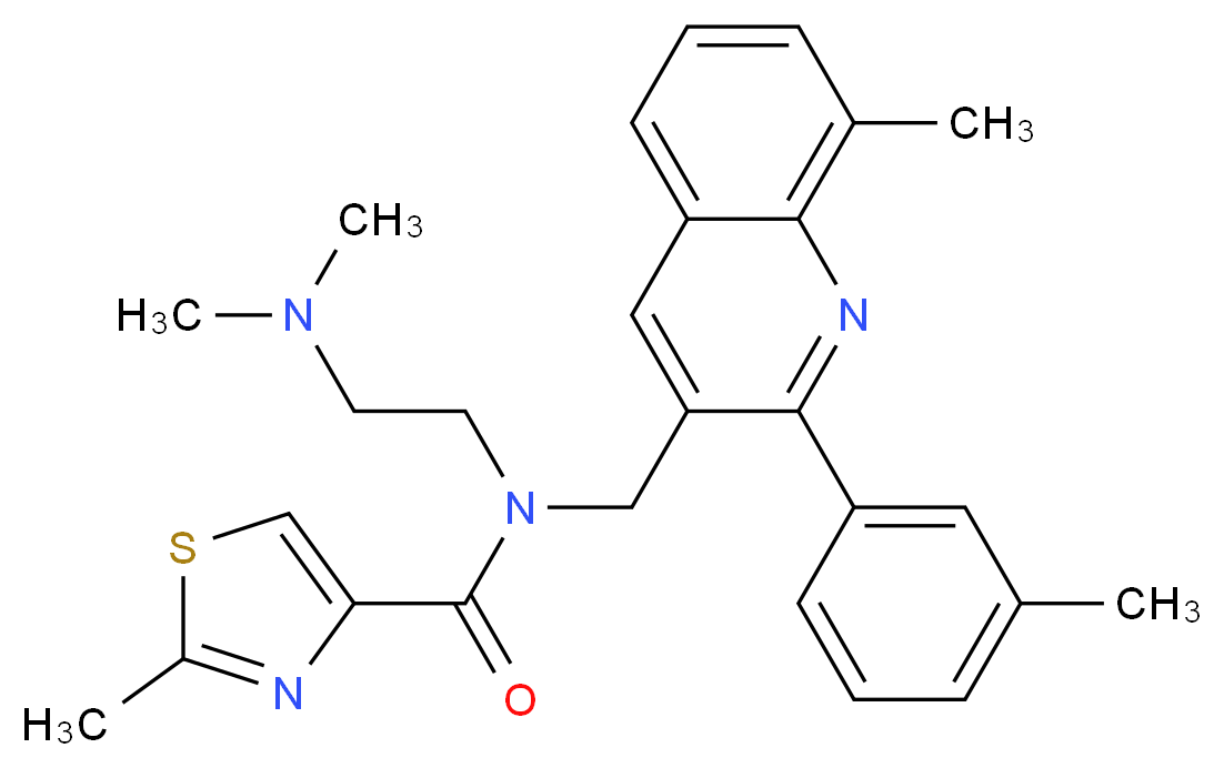 N-[2-(dimethylamino)ethyl]-2-methyl-N-{[8-methyl-2-(3-methylphenyl)-3-quinolinyl]methyl}-1,3-thiazole-4-carboxamide_分子结构_CAS_)