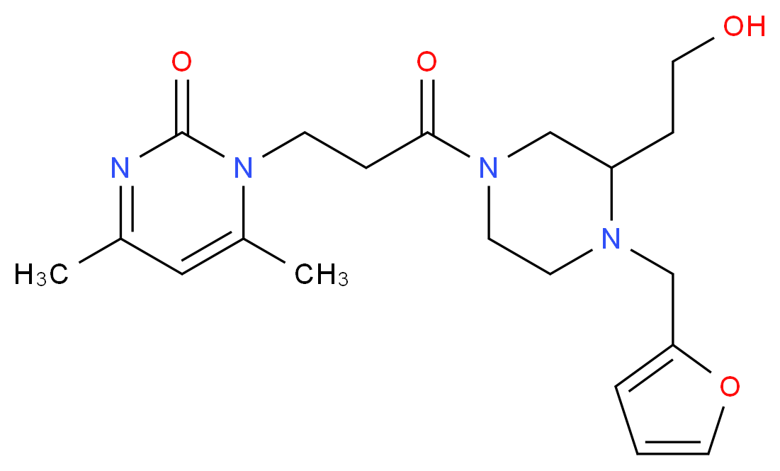 1-{3-[4-(2-furylmethyl)-3-(2-hydroxyethyl)piperazin-1-yl]-3-oxopropyl}-4,6-dimethylpyrimidin-2(1H)-one_分子结构_CAS_)