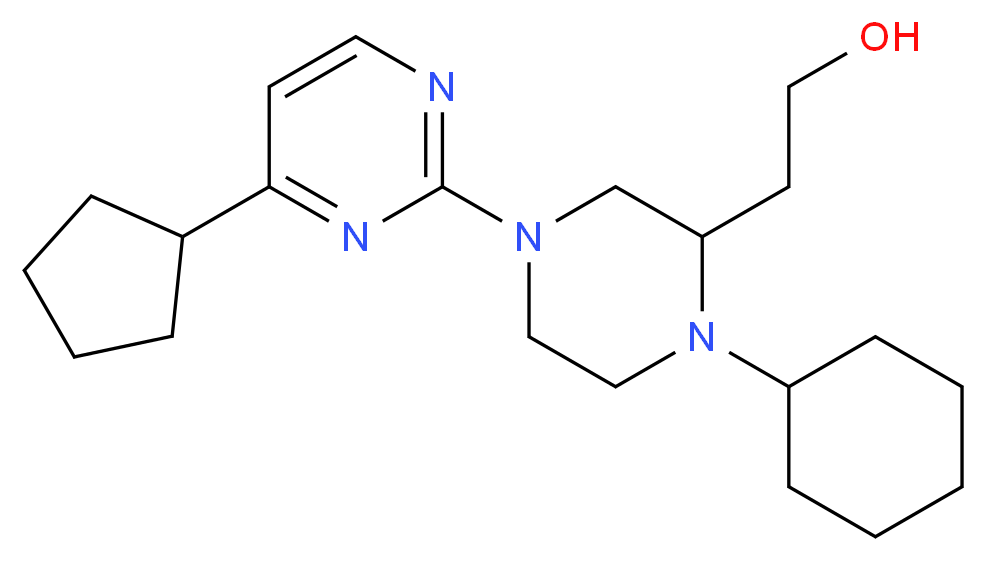 2-[1-cyclohexyl-4-(4-cyclopentyl-2-pyrimidinyl)-2-piperazinyl]ethanol_分子结构_CAS_)