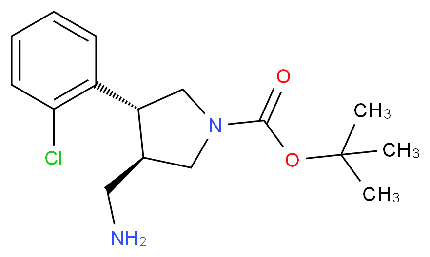 tert-butyl (3R,4R)-3-(aminomethyl)-4-(2-chlorophenyl)pyrrolidine-1-carboxylate_分子结构_CAS_1260608-76-1