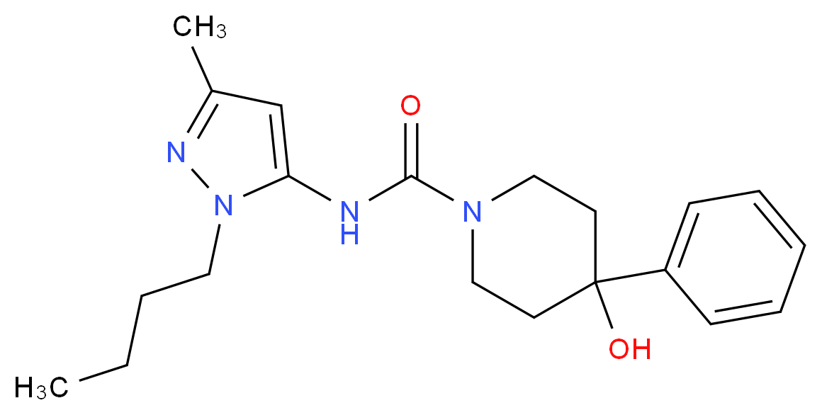 N-(1-butyl-3-methyl-1H-pyrazol-5-yl)-4-hydroxy-4-phenylpiperidine-1-carboxamide_分子结构_CAS_)
