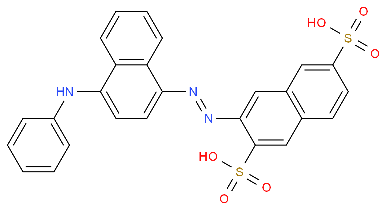 3-[(E)-2-[4-(phenylamino)naphthalen-1-yl]diazen-1-yl]naphthalene-2,6-disulfonic acid_分子结构_CAS_57322-42-6