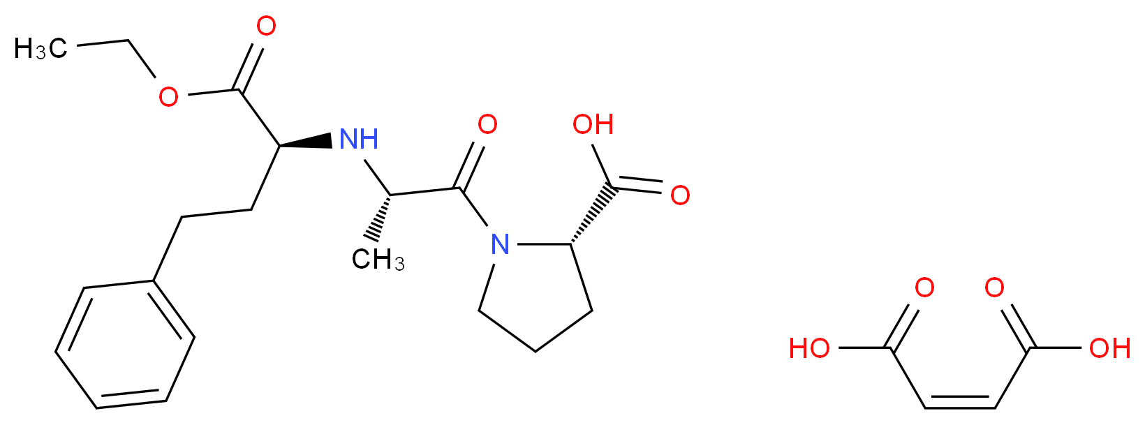 (2S)-1-[(2S)-2-{[(2S)-1-ethoxy-1-oxo-4-phenylbutan-2-yl]amino}propanoyl]pyrrolidine-2-carboxylic acid; (2Z)-but-2-enedioic acid_分子结构_CAS_76095-16-4