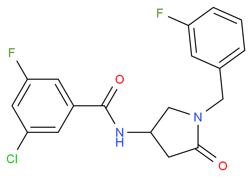 3-chloro-5-fluoro-N-[1-(3-fluorobenzyl)-5-oxopyrrolidin-3-yl]benzamide_分子结构_CAS_)