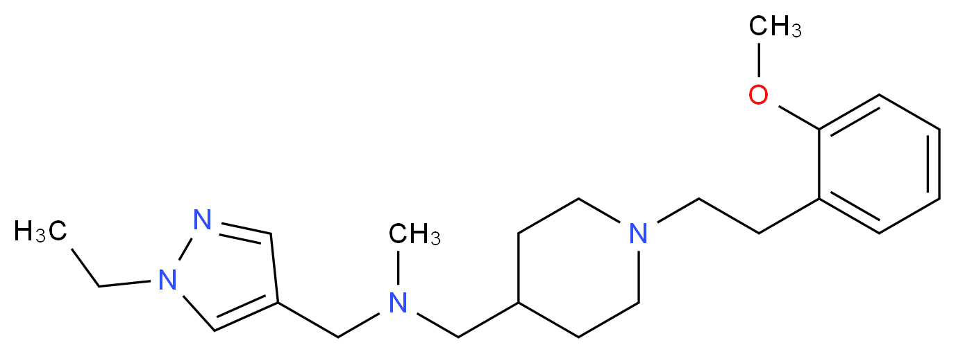 1-(1-ethyl-1H-pyrazol-4-yl)-N-({1-[2-(2-methoxyphenyl)ethyl]-4-piperidinyl}methyl)-N-methylmethanamine_分子结构_CAS_)