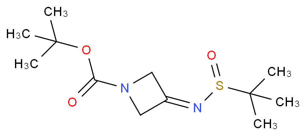 tert-butyl 3-[(2-methylpropane-2-sulfinyl)imino]azetidine-1-carboxylate_分子结构_CAS_1291487-32-5