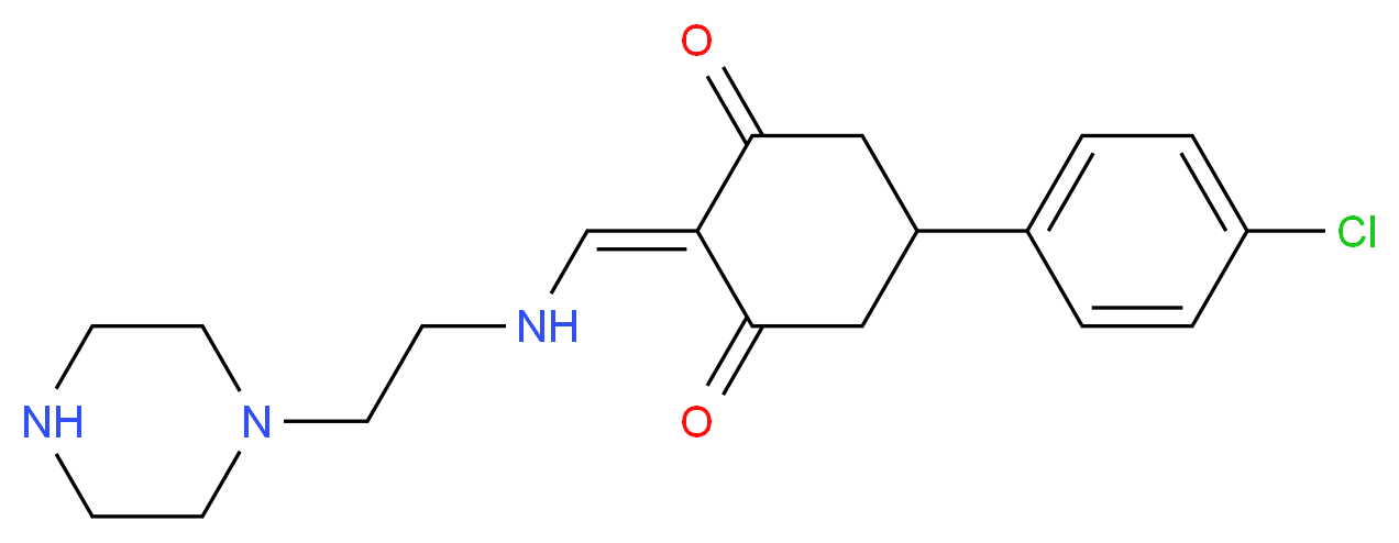 5-(4-Chlorophenyl)-2-{[(2-piperazin-1-ylethyl)-amino]methylene}cyclohexane-1,3-dione_分子结构_CAS_)