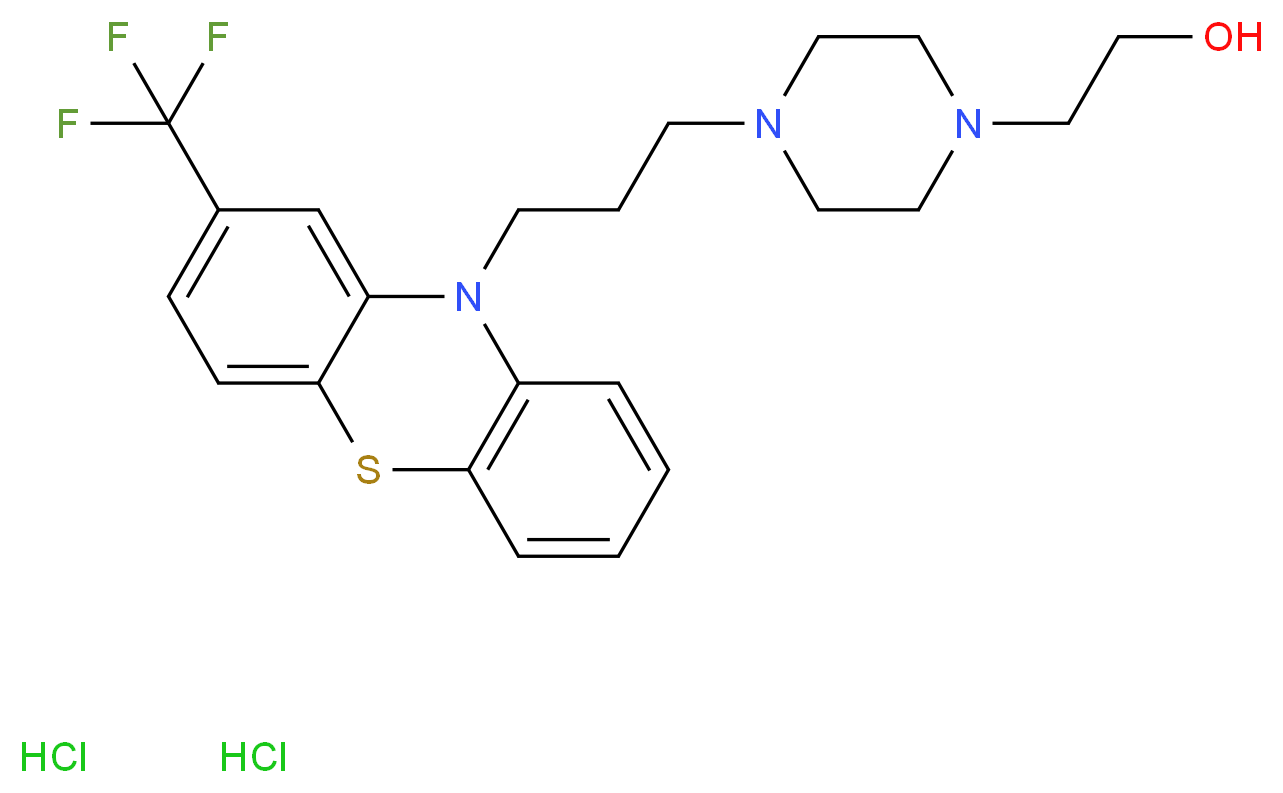 2-(4-{3-[2-(trifluoromethyl)-10H-phenothiazin-10-yl]propyl}piperazin-1-yl)ethan-1-ol dihydrochloride_分子结构_CAS_146-56-5