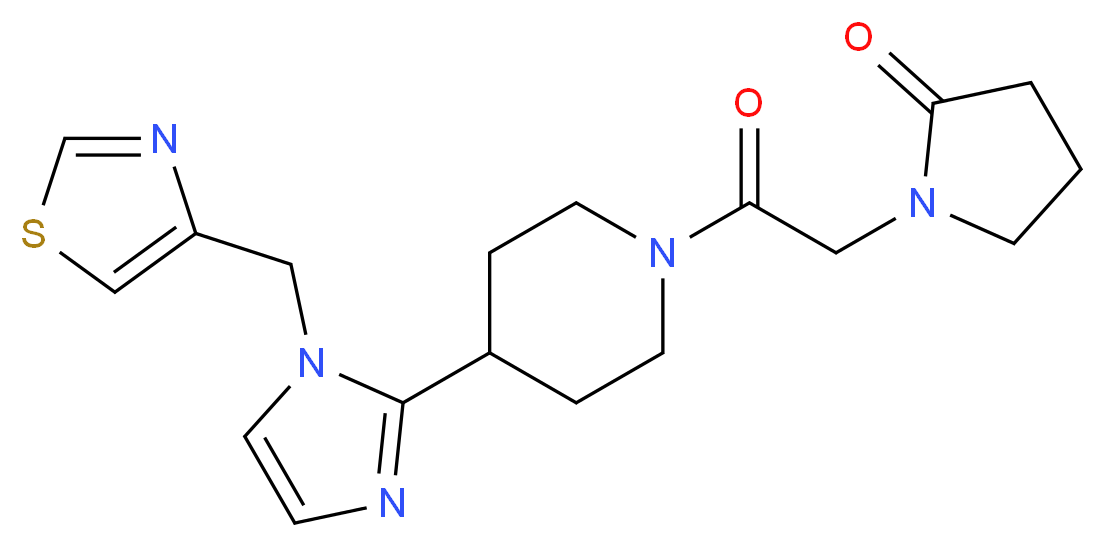 1-(2-oxo-2-{4-[1-(1,3-thiazol-4-ylmethyl)-1H-imidazol-2-yl]-1-piperidinyl}ethyl)-2-pyrrolidinone_分子结构_CAS_)