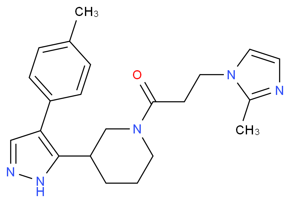1-[3-(2-methyl-1H-imidazol-1-yl)propanoyl]-3-[4-(4-methylphenyl)-1H-pyrazol-5-yl]piperidine_分子结构_CAS_)