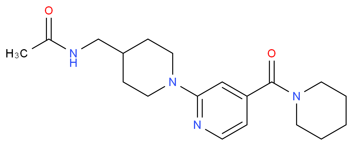 N-({1-[4-(1-piperidinylcarbonyl)-2-pyridinyl]-4-piperidinyl}methyl)acetamide_分子结构_CAS_)