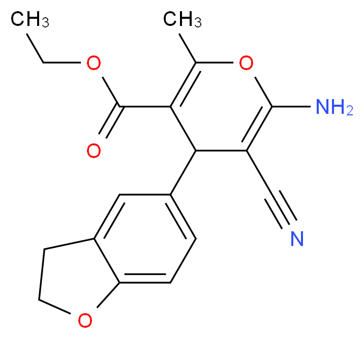 Ethyl 6-amino-5-cyano-4-(2,3-dihydro-1-benzofuran-5-yl)-2-methyl-4H-pyran-3-carboxylate_分子结构_CAS_368870-00-2)