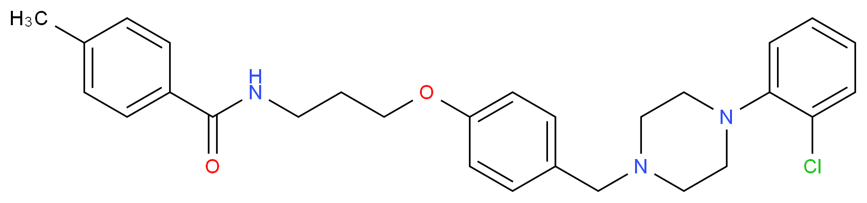 N-[3-(4-{[4-(2-chlorophenyl)-1-piperazinyl]methyl}phenoxy)propyl]-4-methylbenzamide_分子结构_CAS_)