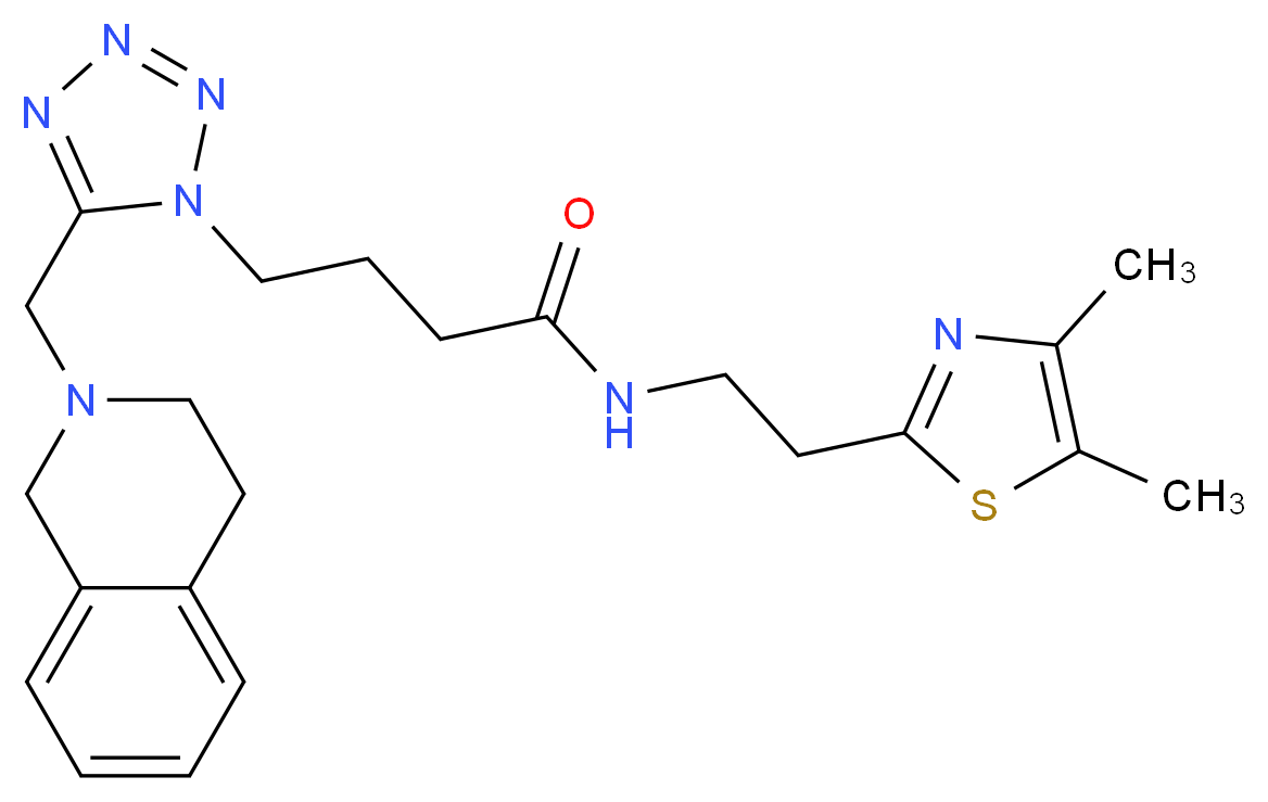 4-[5-(3,4-dihydro-2(1H)-isoquinolinylmethyl)-1H-tetrazol-1-yl]-N-[2-(4,5-dimethyl-1,3-thiazol-2-yl)ethyl]butanamide_分子结构_CAS_)