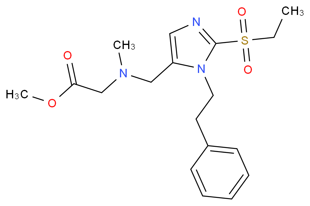 methyl N-{[2-(ethylsulfonyl)-1-(2-phenylethyl)-1H-imidazol-5-yl]methyl}-N-methylglycinate_分子结构_CAS_)