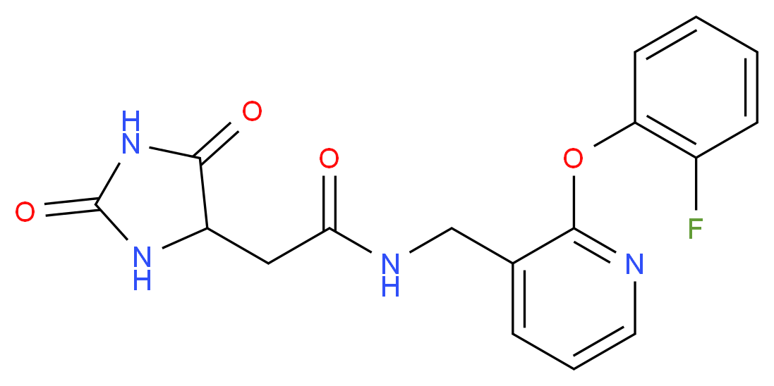 2-(2,5-dioxoimidazolidin-4-yl)-N-{[2-(2-fluorophenoxy)pyridin-3-yl]methyl}acetamide_分子结构_CAS_)
