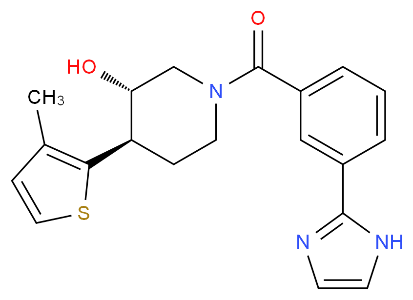 (3S*,4R*)-1-[3-(1H-imidazol-2-yl)benzoyl]-4-(3-methyl-2-thienyl)piperidin-3-ol_分子结构_CAS_)