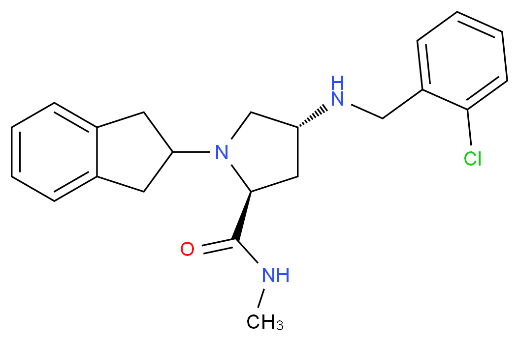 (4R)-4-[(2-chlorobenzyl)amino]-1-(2,3-dihydro-1H-inden-2-yl)-N-methyl-L-prolinamide_分子结构_CAS_)