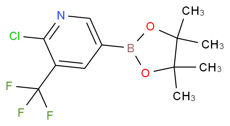2-chloro-5-(tetramethyl-1,3,2-dioxaborolan-2-yl)-3-(trifluoromethyl)pyridine_分子结构_CAS_741709-67-1