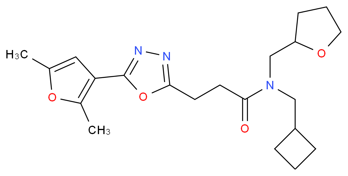 N-(cyclobutylmethyl)-3-[5-(2,5-dimethyl-3-furyl)-1,3,4-oxadiazol-2-yl]-N-(tetrahydro-2-furanylmethyl)propanamide_分子结构_CAS_)