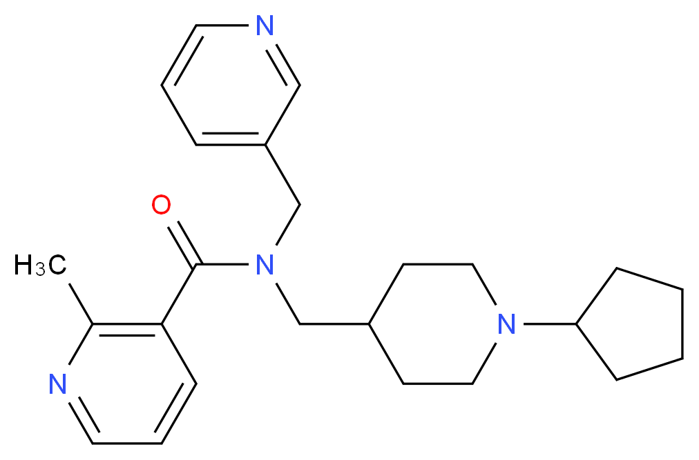 N-[(1-cyclopentyl-4-piperidinyl)methyl]-2-methyl-N-(3-pyridinylmethyl)nicotinamide_分子结构_CAS_)