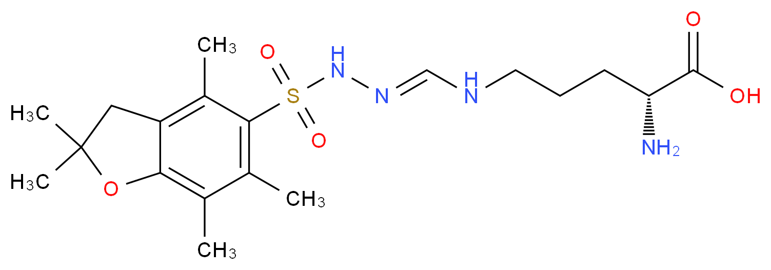 (2R)-2-amino-5-{[(1E)-[(2,2,4,6,7-pentamethyl-2,3-dihydro-1-benzofuran-5-sulfonamido)imino]methyl]amino}pentanoic acid_分子结构_CAS_200116-81-0